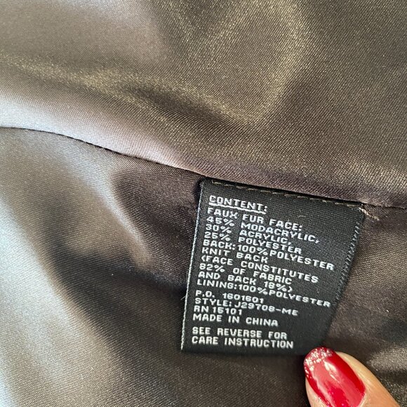 Jones New York Women’s Full Length Faux Fur Long Sleeve Pockets hooded Coat Sz M - Picture 10 of 14